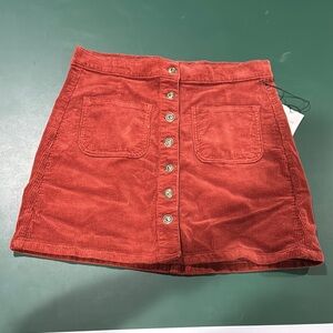 Sneak Peek Rust Corduroy Mini Skirt
